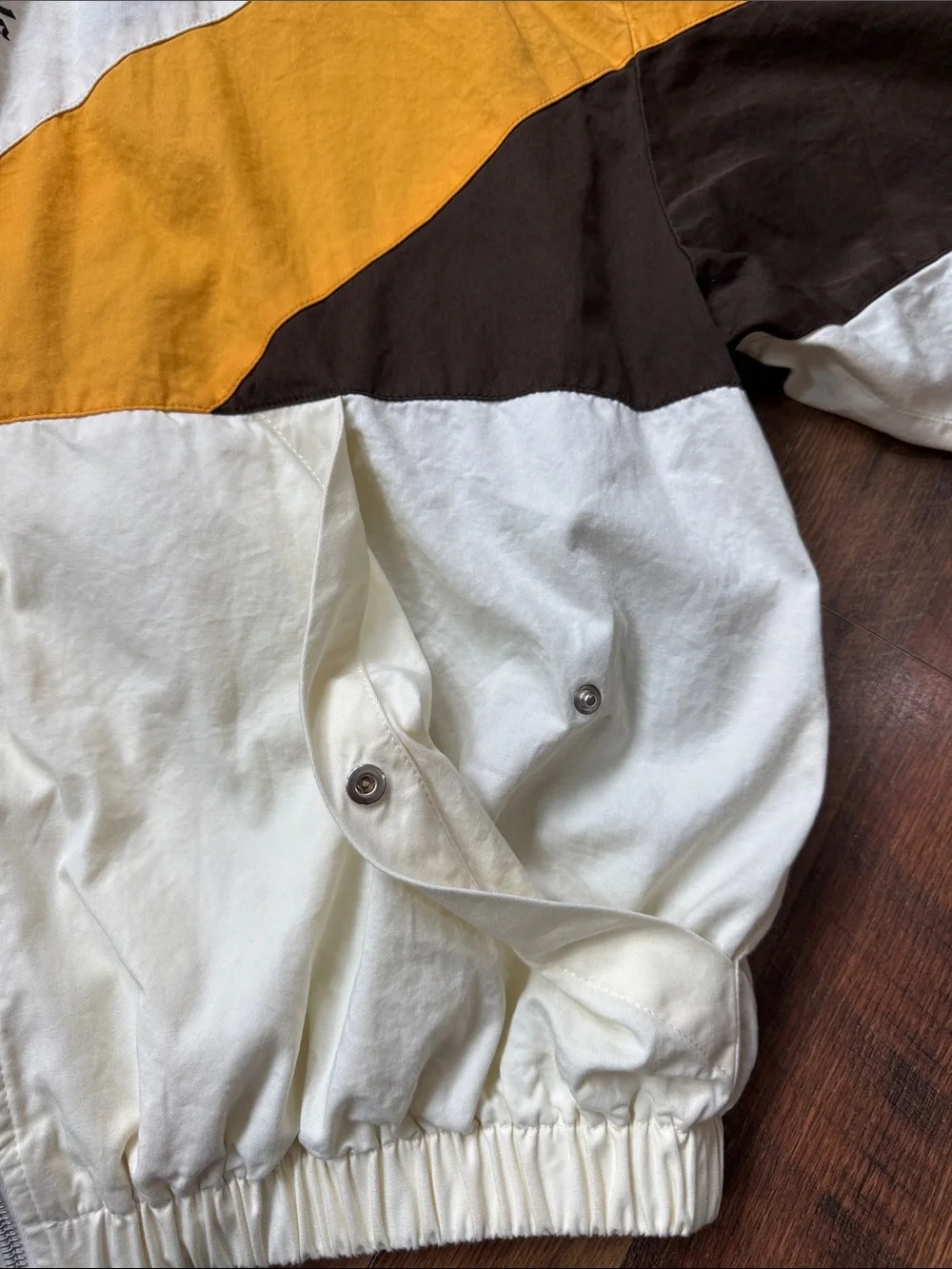 Palm Angels Colorblock Bomber Jacket Cream Yellow Brown Size 50 Large
